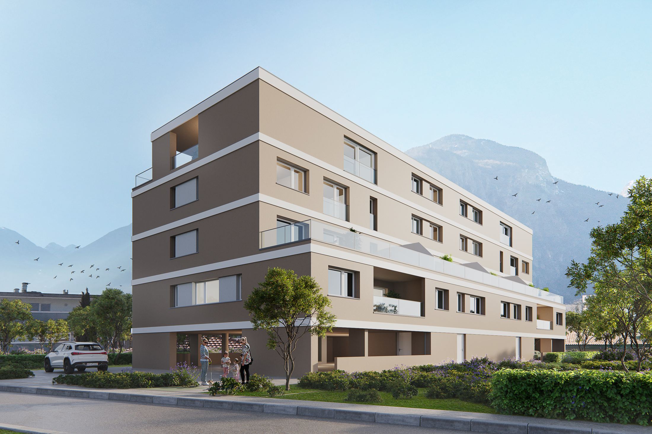 Visuel de la façade de L'Écrin du Rhône à Martigny.